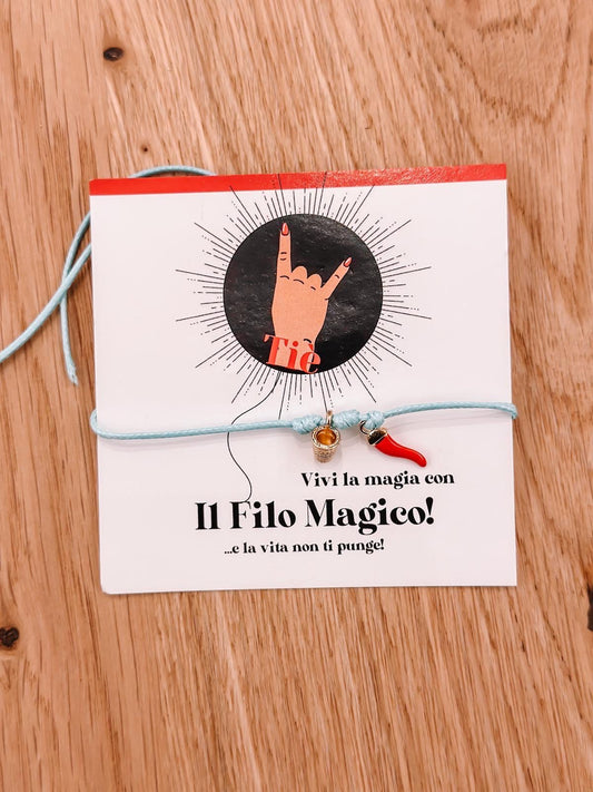 Bracciale filo magico corno rosso
