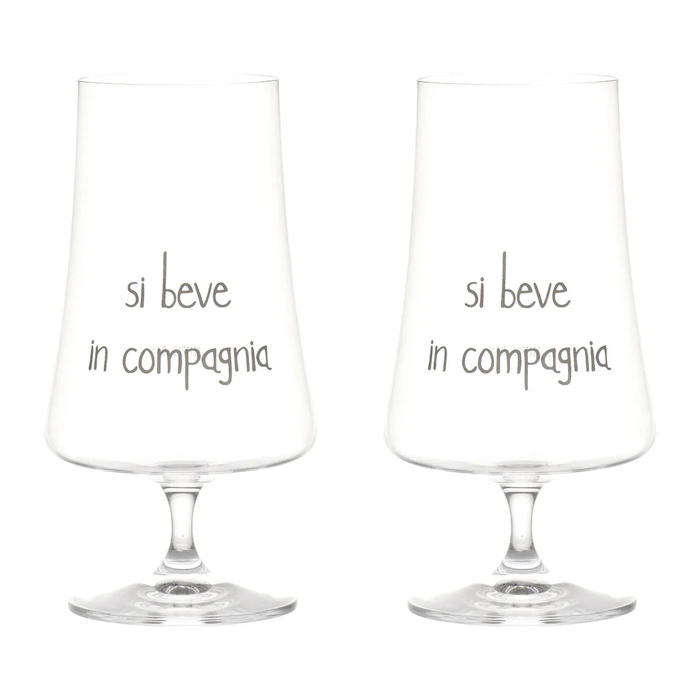 Set 2 bicchieri birra "Si beve in compagnia"