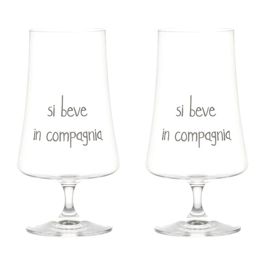 Set 2 bicchieri birra "Si beve in compagnia"