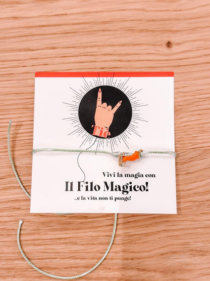 Bracciale filo magico corno rosso