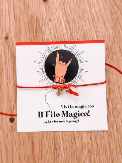 Bracciale filo magico corno rosso