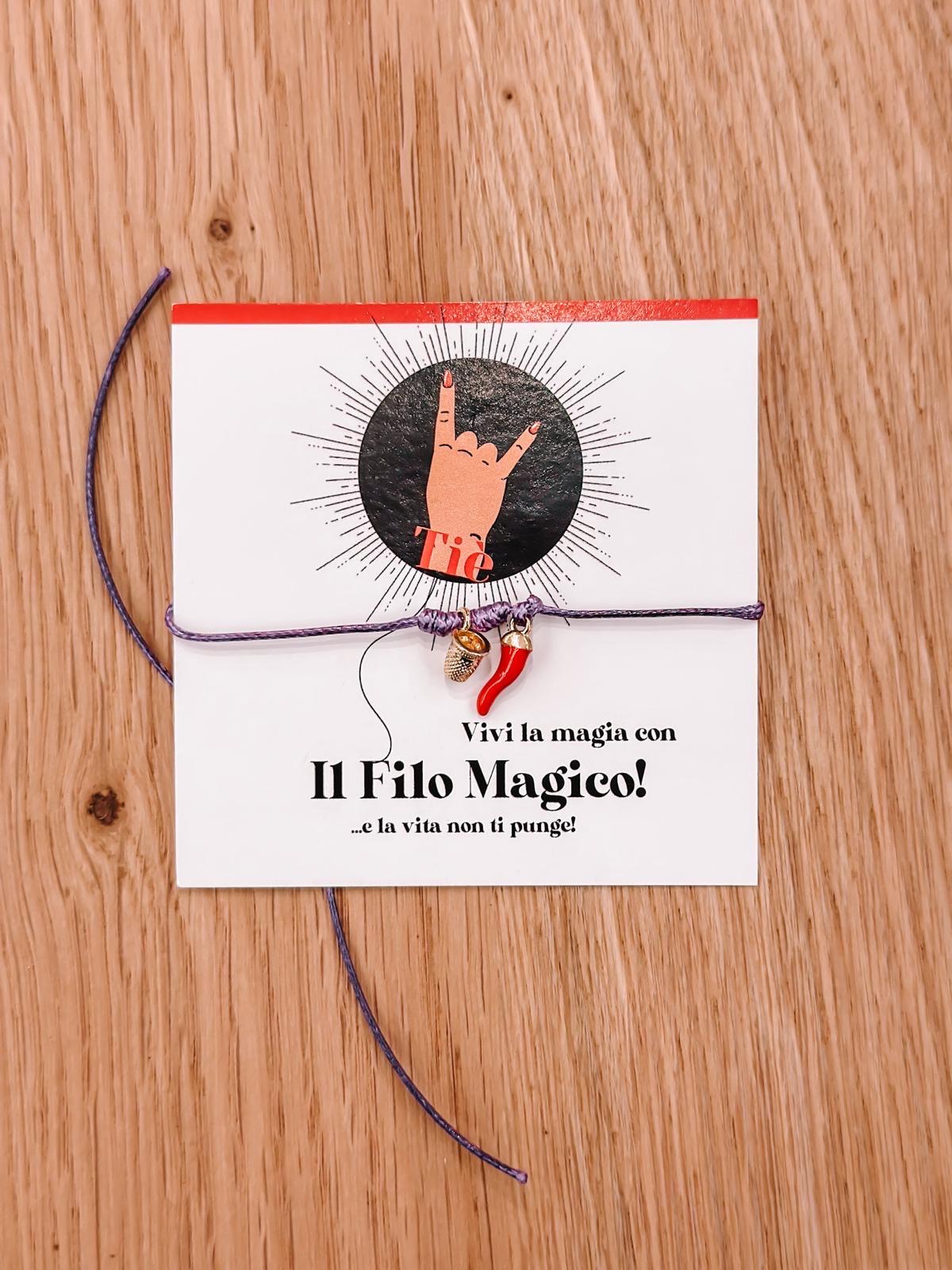 Bracciale filo magico corno rosso
