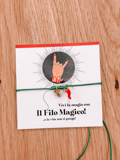 Bracciale filo magico corno rosso