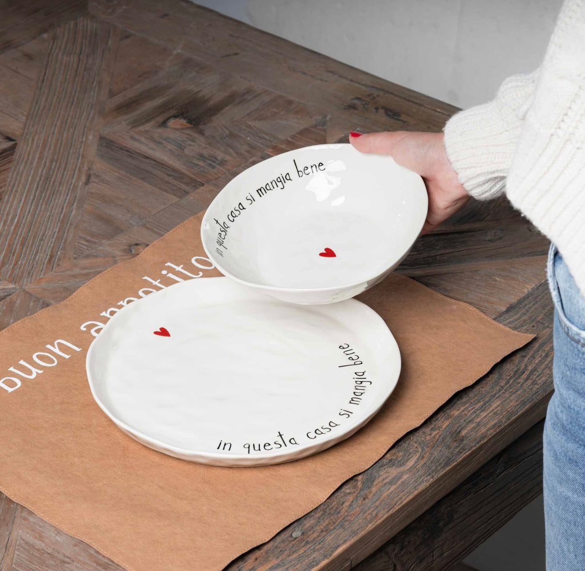 Set di 2 piatti fondi “in questa casa si mangia bene”