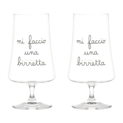 Set 2 bicchieri birra "Mi faccio una birretta"