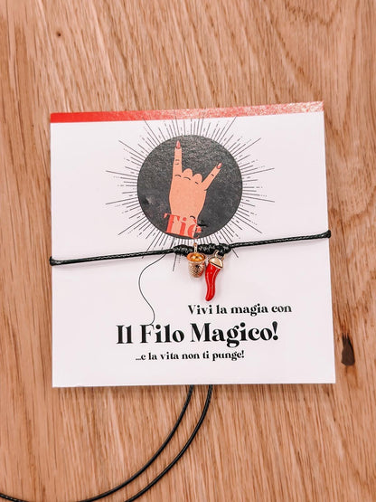 Bracciale filo magico corno rosso