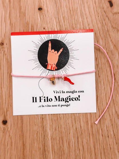 Bracciale filo magico corno rosso