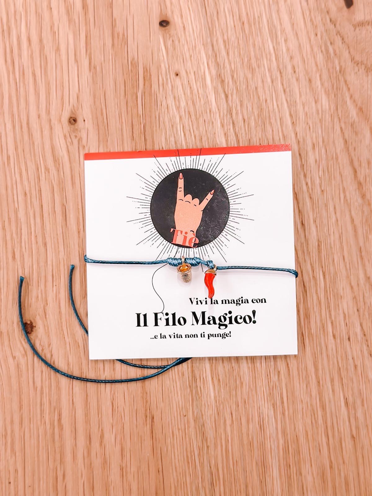 Bracciale filo magico corno rosso