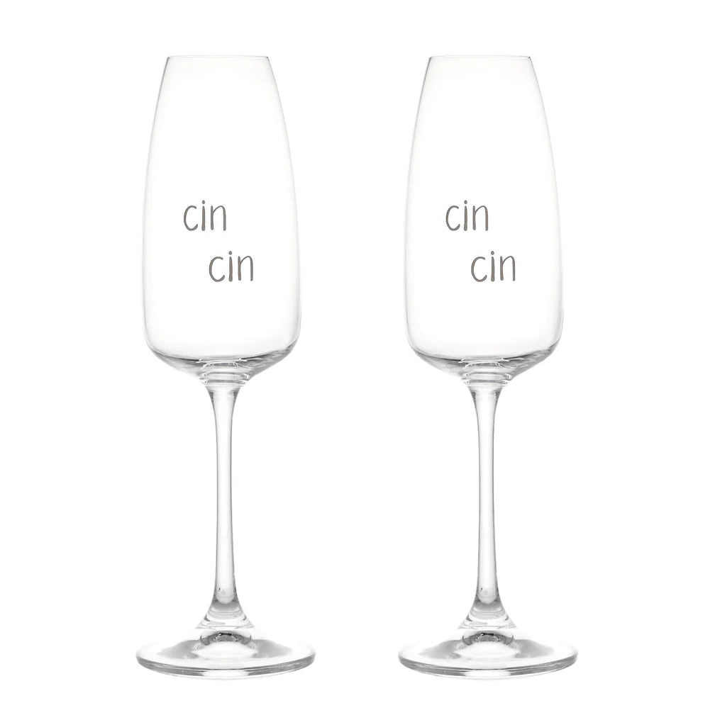 Set 2 calici flute "Cin Cin"